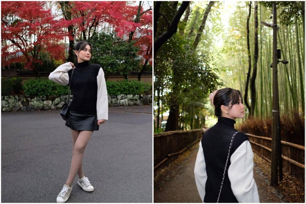 Yoriko Angeline saat jalan-jalan di Arashiyama.