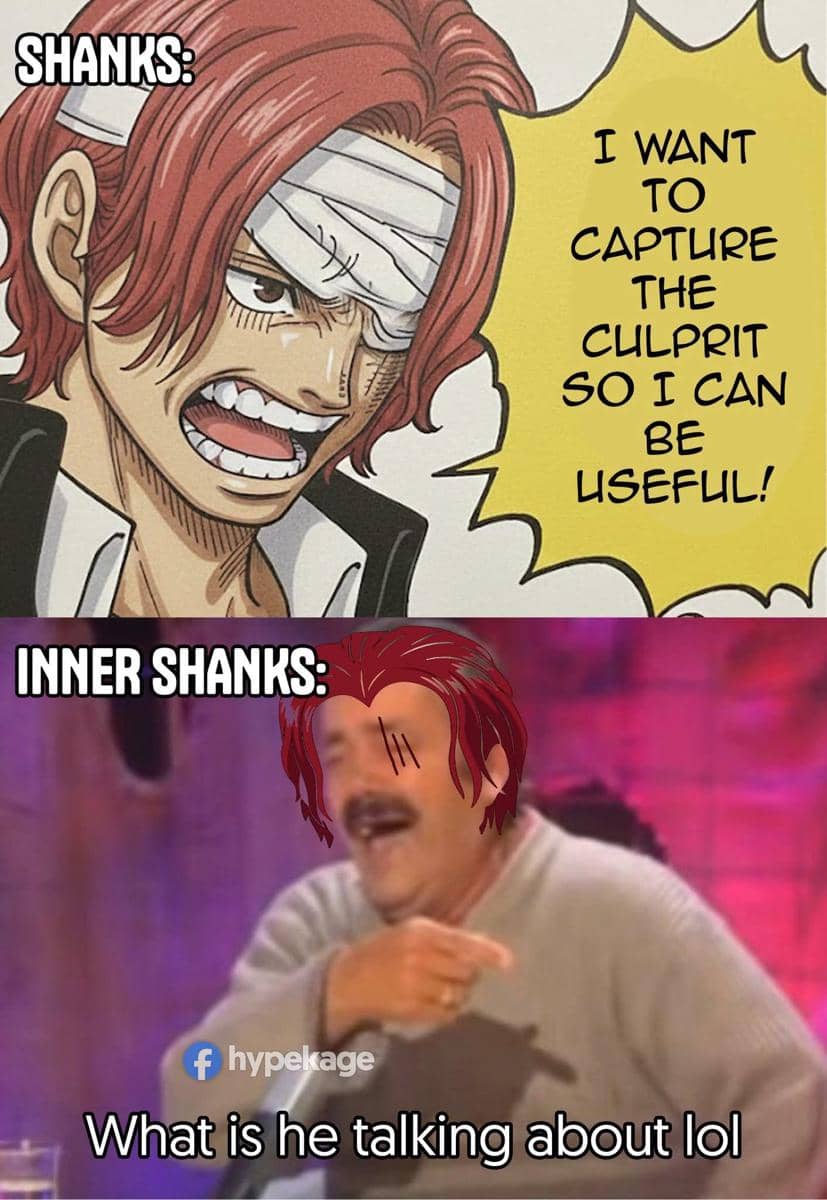Meme Shanks berpura-pura ingin menangkap pelaku yang meloloskan Tiger