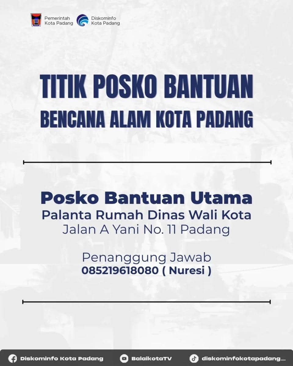 Posko bantuan Kota Padang. (instagram.com/diskominfokotapadang)
