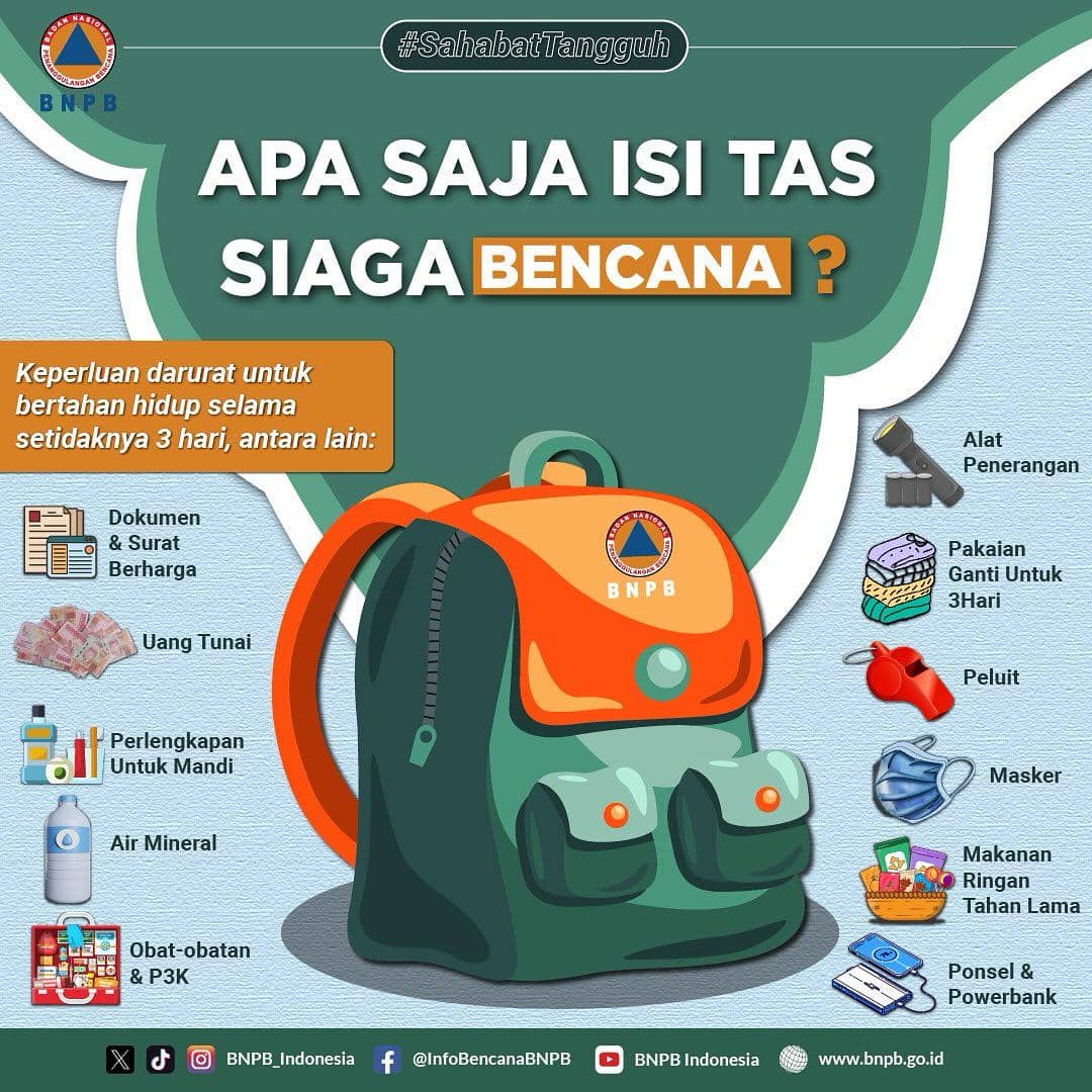 Tas Siaga Bencana. (instagram.com/bnpb_indonesia)