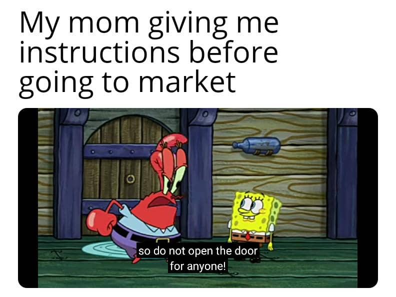 meme SpongeBob tentang pintu