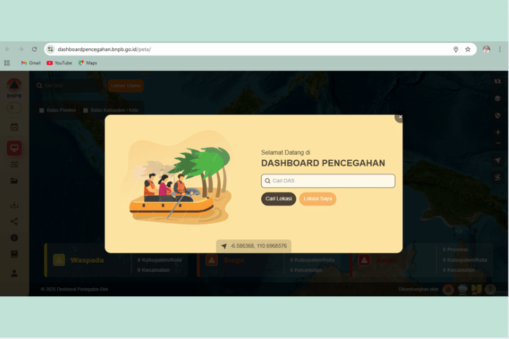 tampilan halaman website Dashboard Pencegahan
