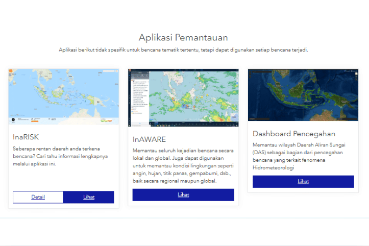 tampilan halaman website BNPB
