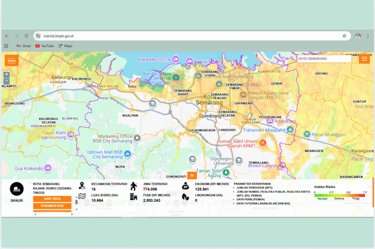 tampilan halaman website InaRISK