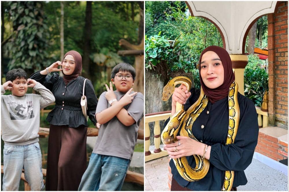 Ririe Fairus dan buah hati berlibur ke Taman Safari Bogor.