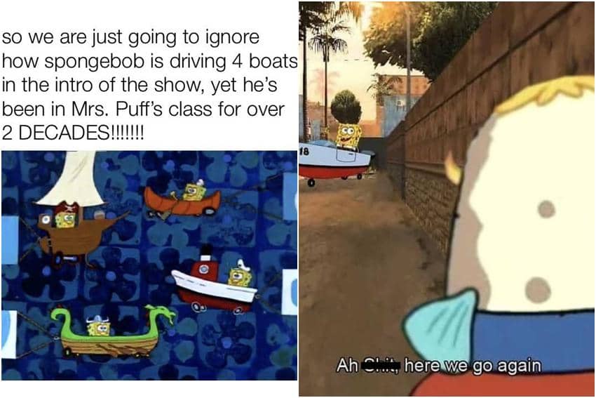 kolase meme SpongeBob tentang kapal