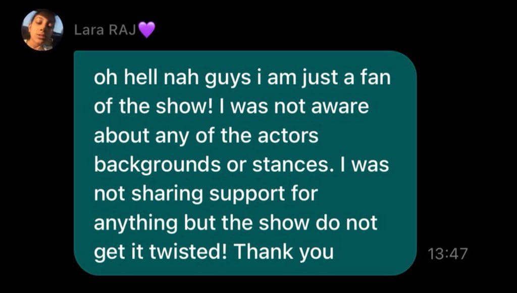 kalimat klarifikasi Lara KATSEYE terkait aktor Stranger Things (dok. Weverse DM)