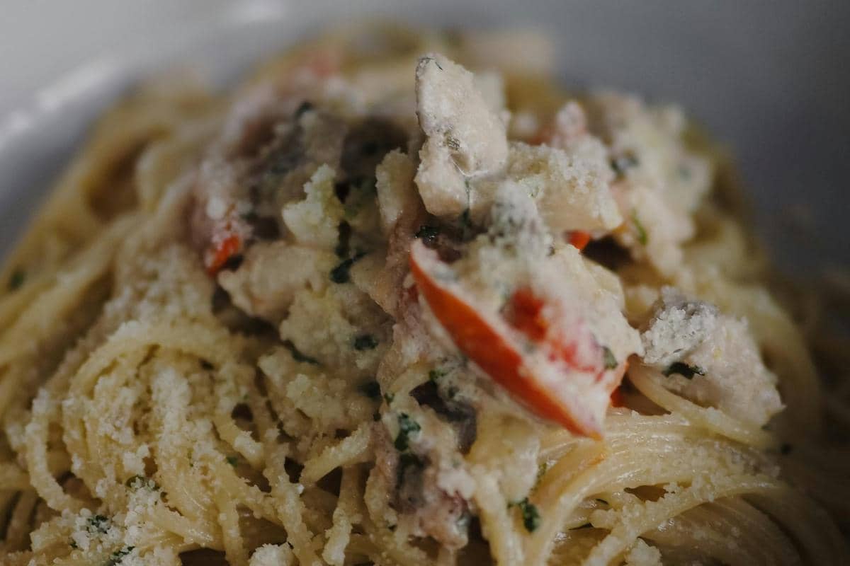 ilustrasi crabstick pasta (pexels/Pelageia Zelenina)