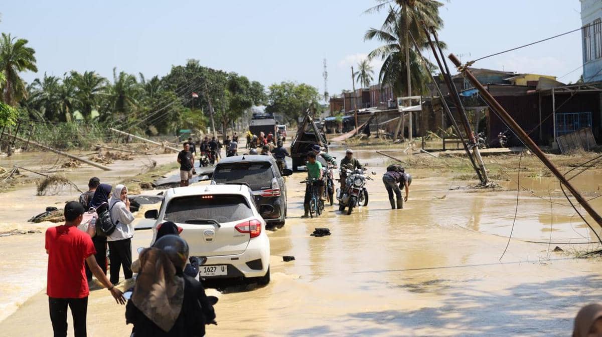 Kondisi salah satu daerah di Kabupaten Aceh Tamiang pasca banjir dan longsor.