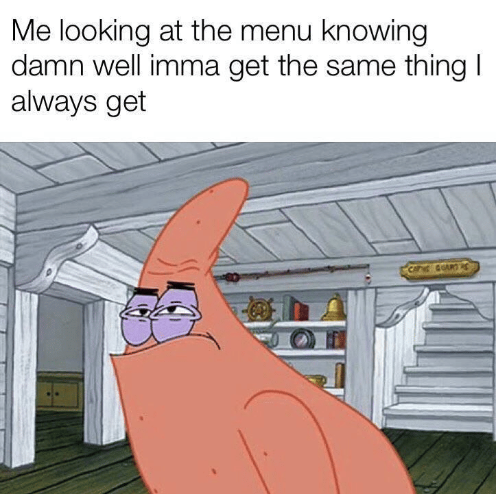 meme SpongeBob tentang menu