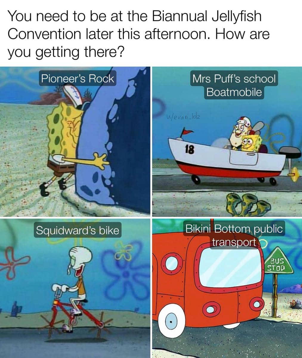 meme SpongeBob tentang kendaraan