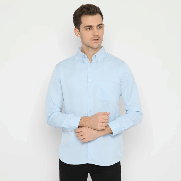 Platini Kemeja Lengan Panjang Basic Polinosic Biru Muda 66106