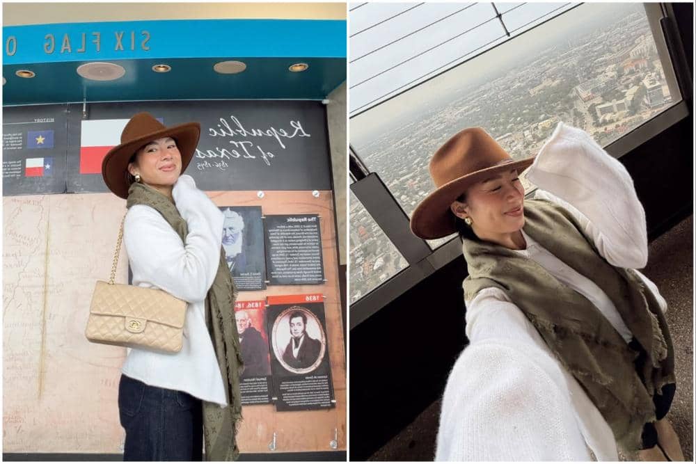 Jennifer Bachdim jalan-jalan di Kota San Antonio, Texas.