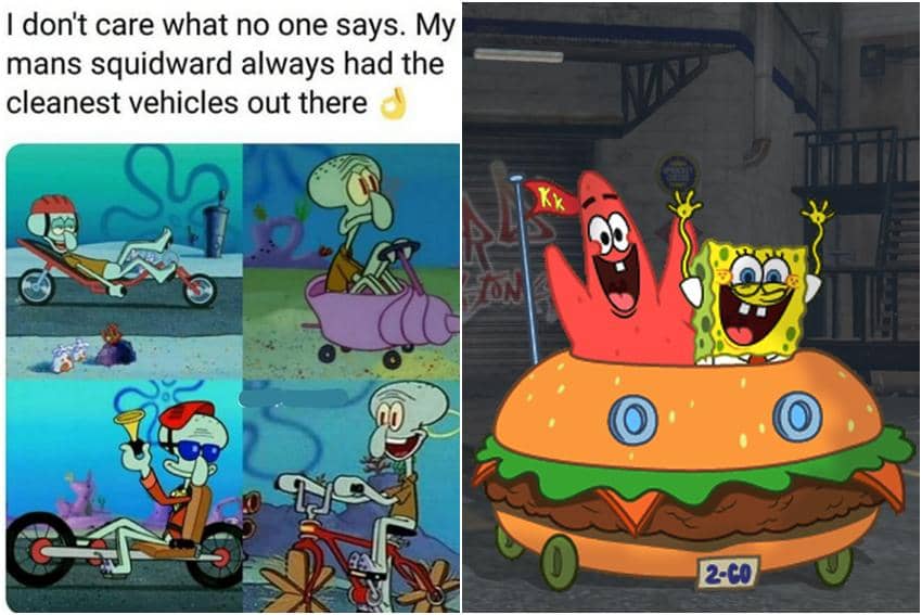 kolase meme SpongeBob tentang kendaraan