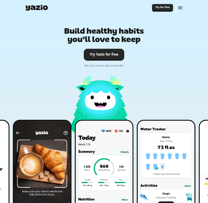 tangkapan layar website YAZIO