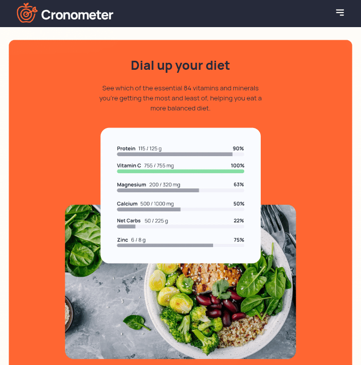 tangkapan layar website Cronometer