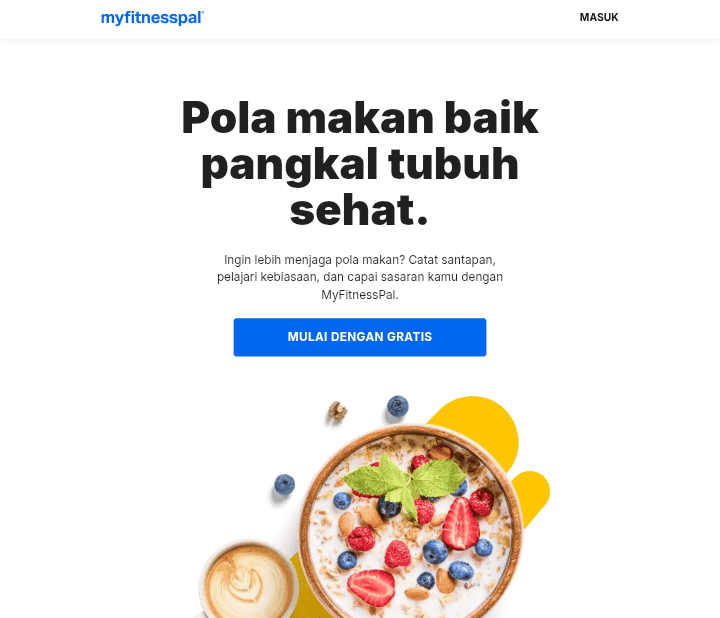 tangkapan layar website MyFitnessPal
