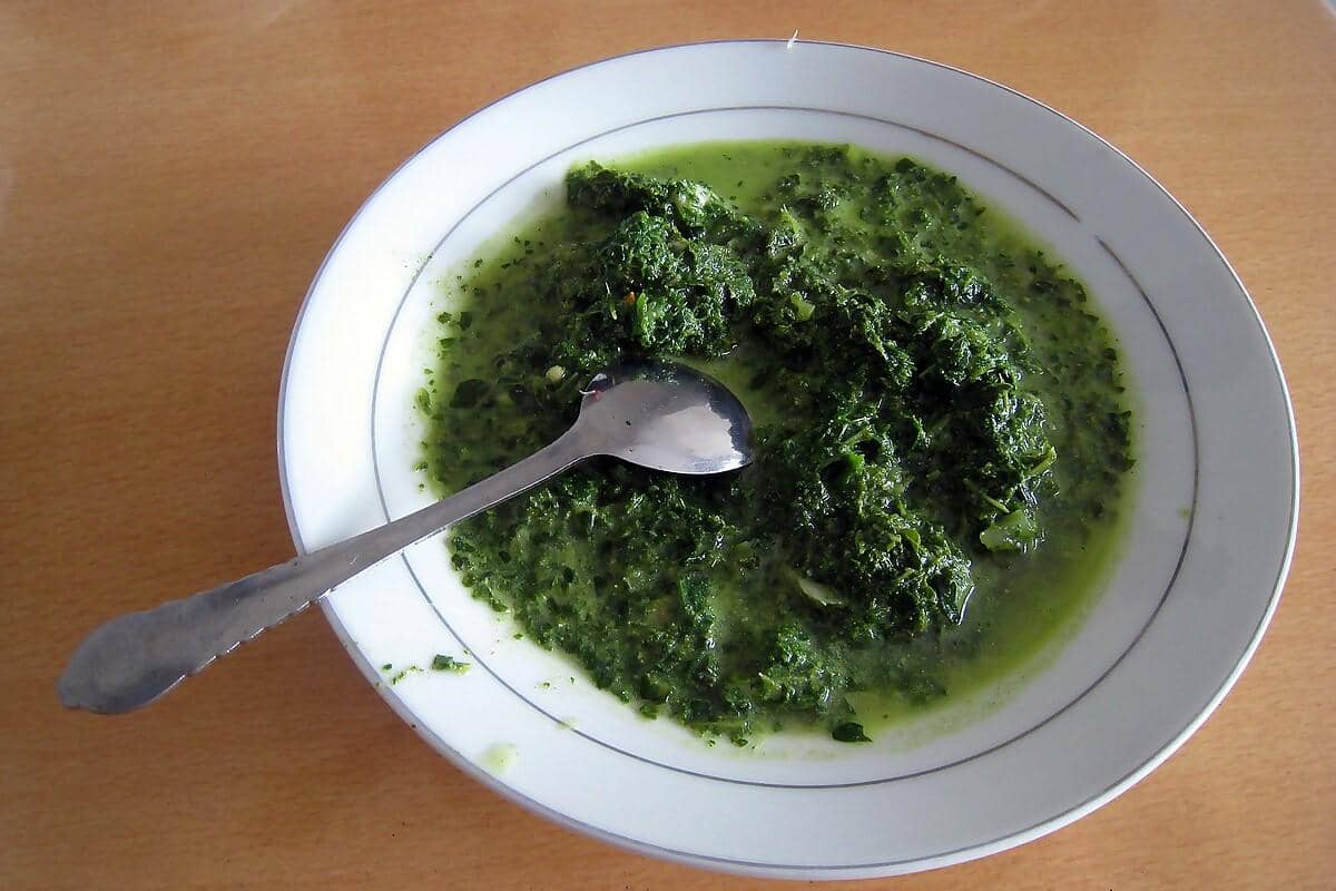 Potret daun ubi tumbuk