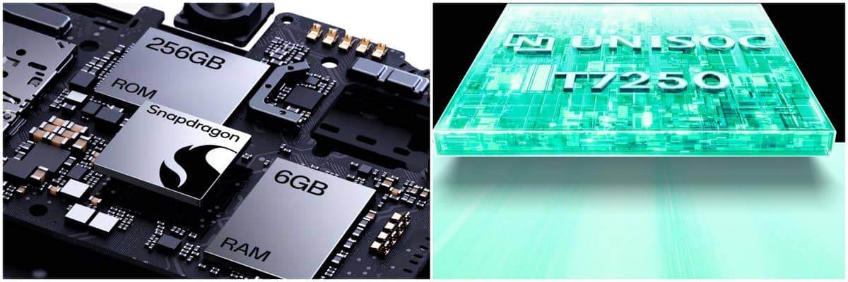 ilustrasi dapur pacu OPPO A6x (kiri) | ilustrasi dapur pacu realme P3 Lite (kanan)