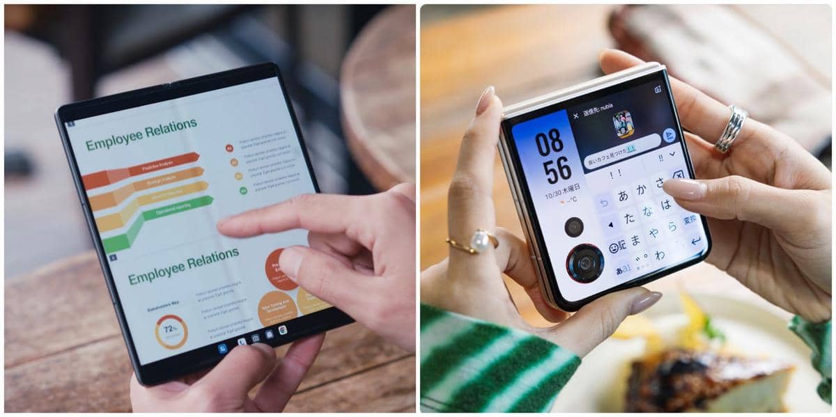 ilustrasi menggunakan ZTE nubia Fold (kiri) dan ZTE nubia Flip3 (kanan)