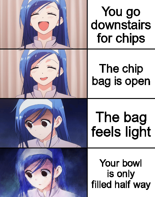 meme anime tentang keripik kentang