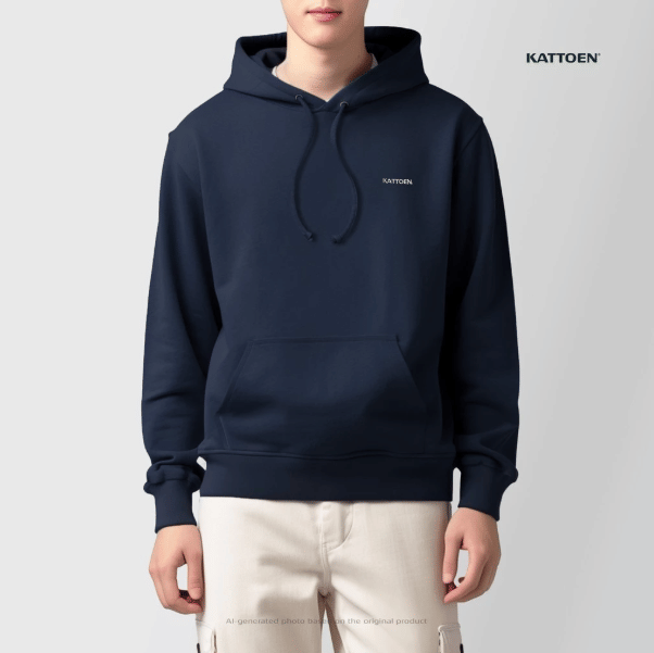 Kattoen Hoodie Navy Basic 290 Gsm