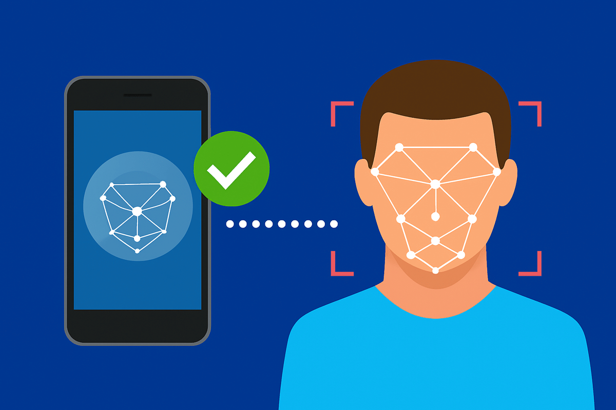 Ilustrasi pemindaian wajah menggunakan teknologi face recognition