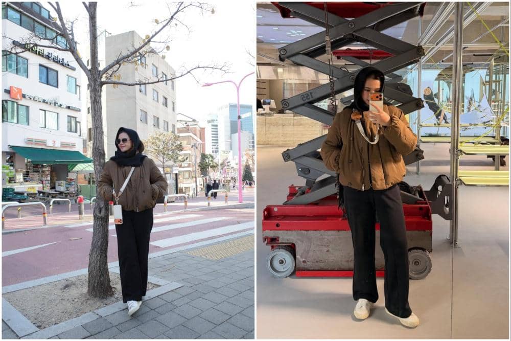 Audi Marissa liburan di Korea Selatan saat musim dingin. 