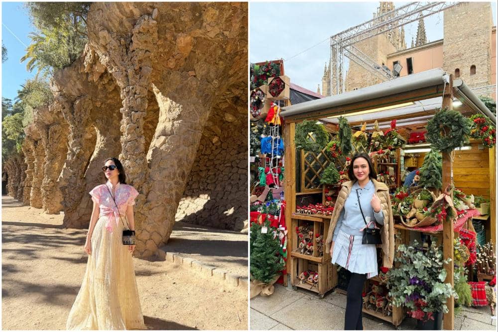 Shandy Aulia tampak menikmati indahnya Kota Barcelona.