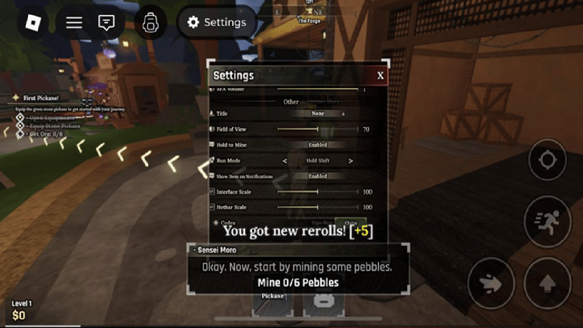 kolom kode redeem di The Forge 