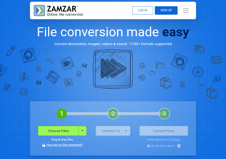 tangkapan layar website Zamzar