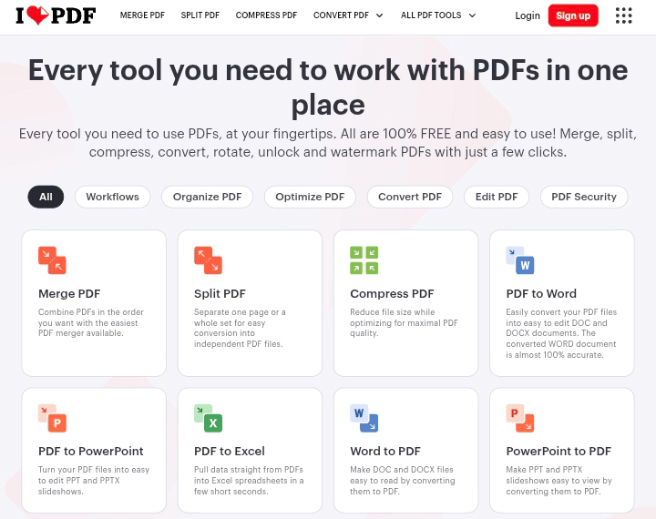tangkapan layar website ILovePDF