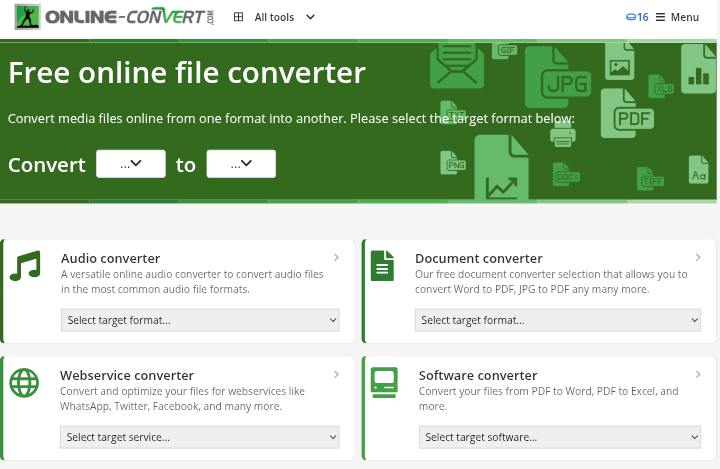tangkapan layar website Online-Convert