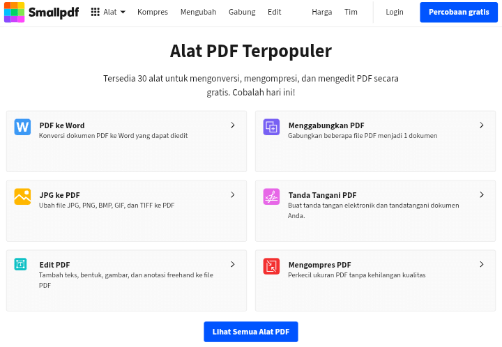 tangkapan layar website Smallpdf