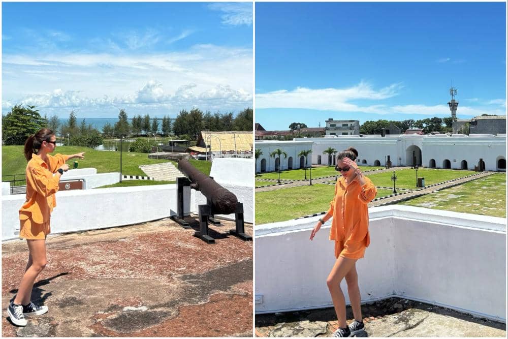 Yuki Kato liburan di Bengkulu.