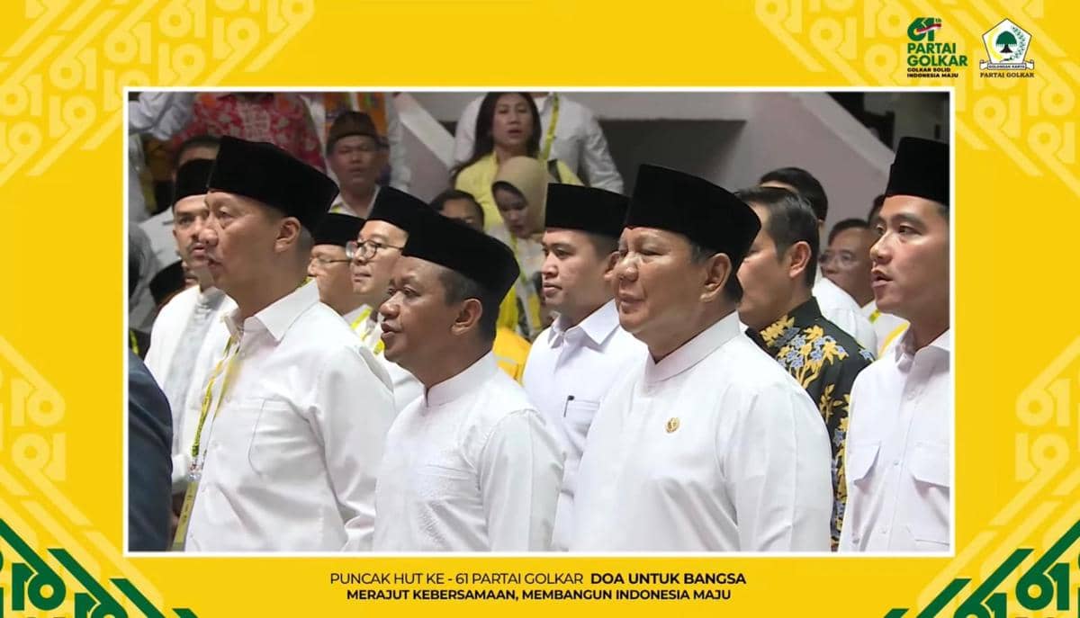 Prabowo-Gibran Hadiri HUT ke-61 Golkar Bernuansa Putih