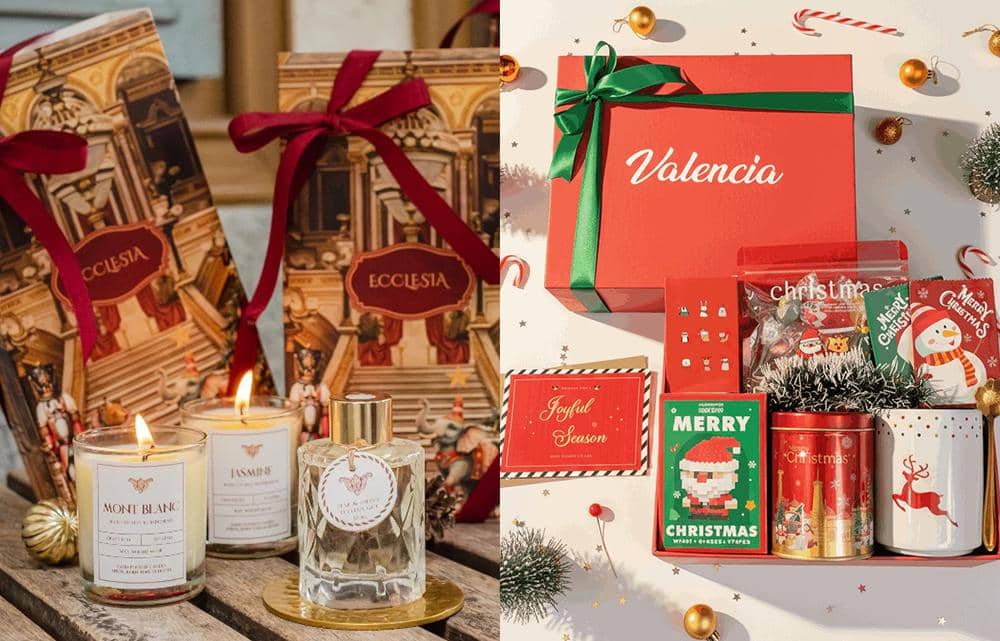 Ilustrasi hampers Natal (kolase foto via Shoope @Terra Official Store & @moographid)