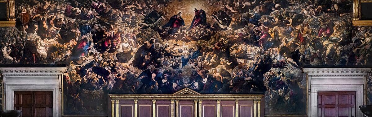 Lukisan “The Glory of Paradise” (La Gloria del Paradiso) karya Jacopo Tintoretto, yang terletak di Balai Dewan Agung Istana Doge, Venesia
