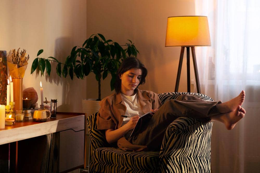 ilustrasi perempuan journaling