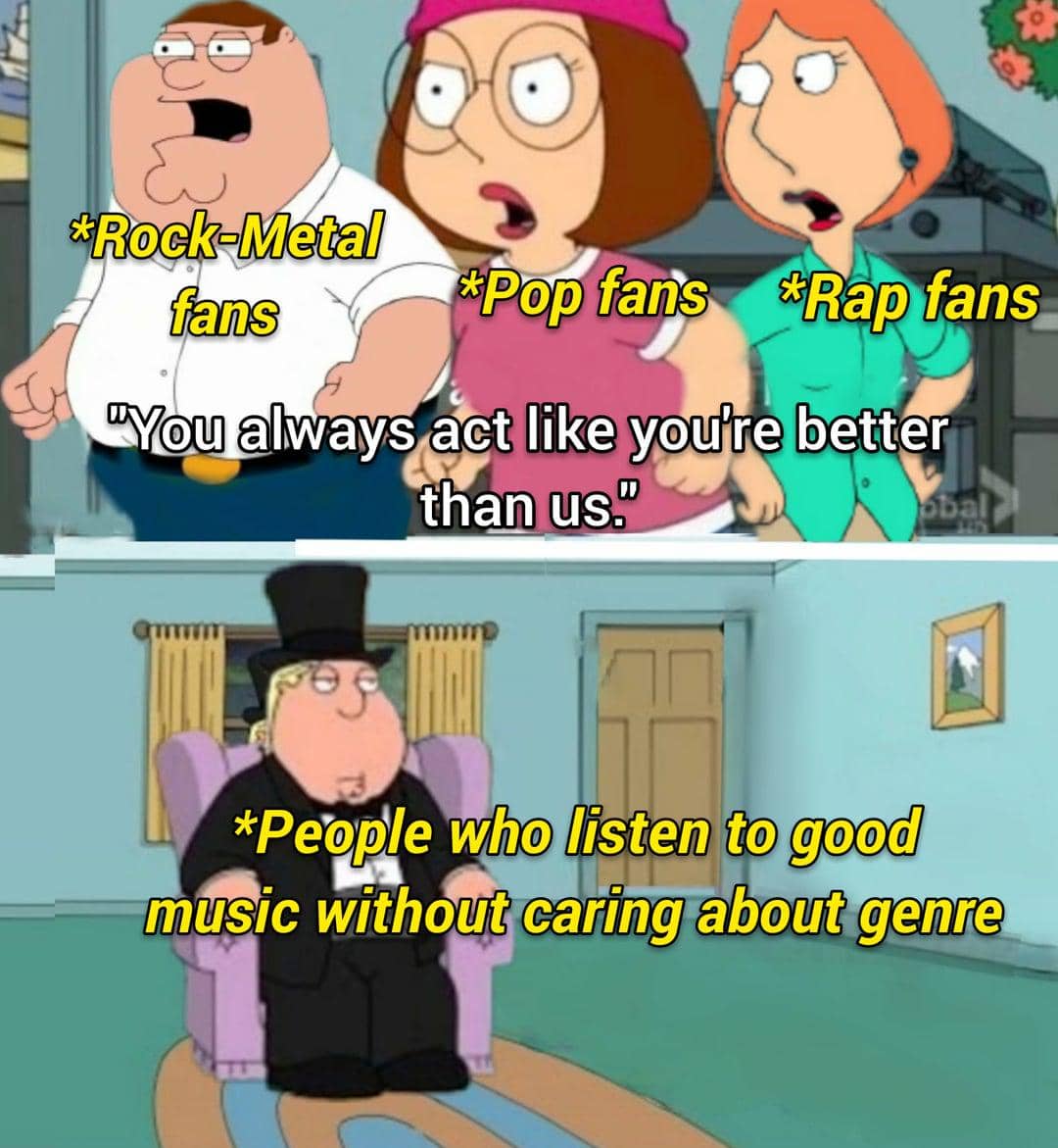 meme kartun tentang dengar lagu