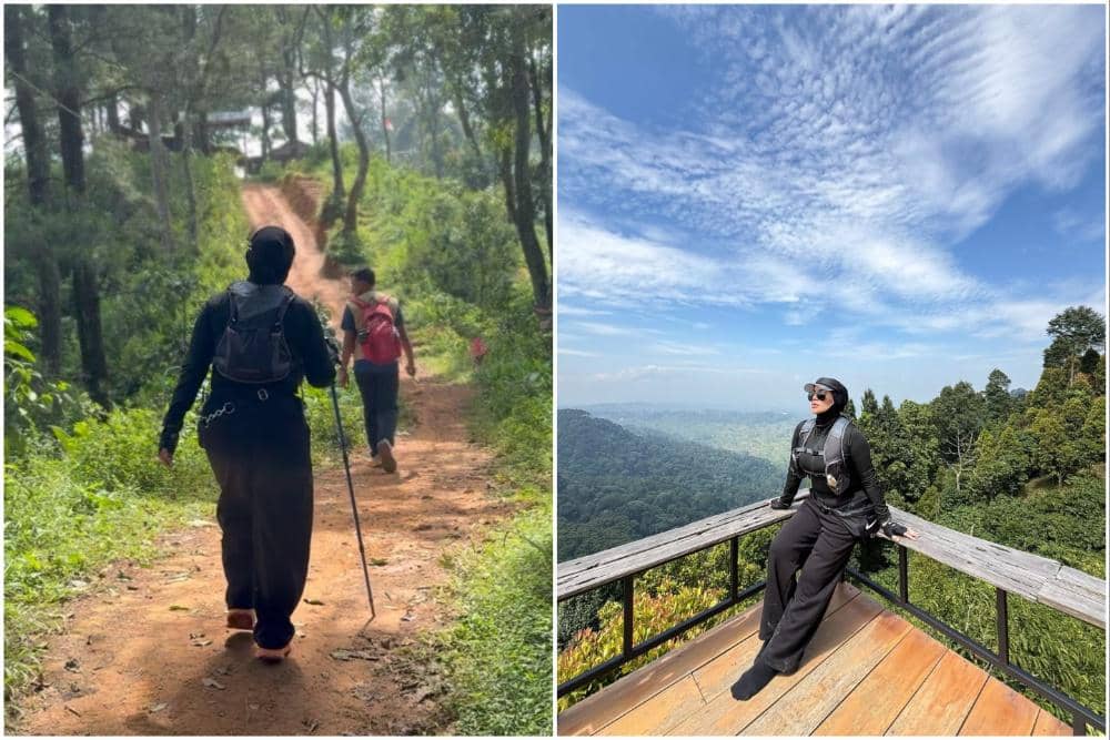 Sarita Abdul Mukti hiking ke Bukit Paniisan