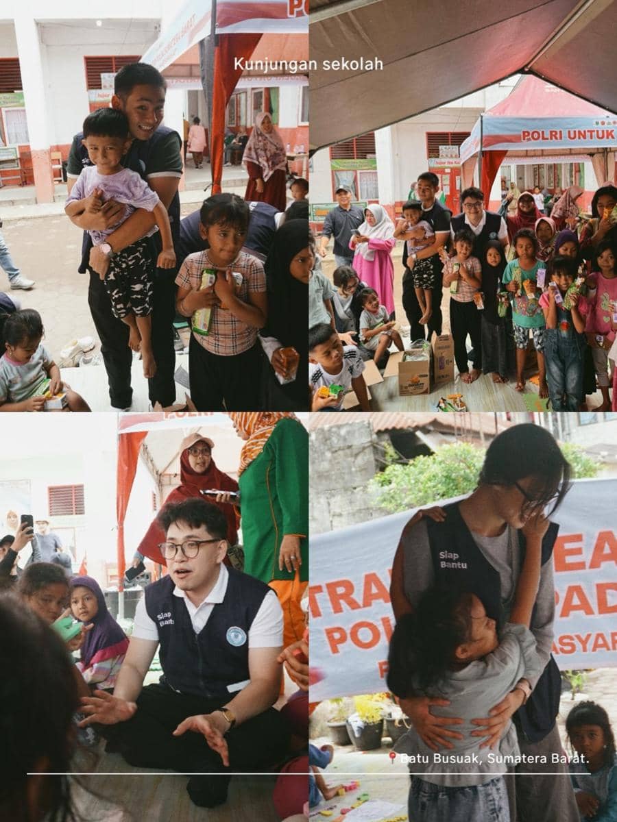 Yasmin Napper jadi relawan bencana di Padang.