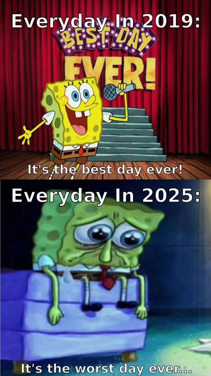 Meme perbandingan tahun 2019 dan 2025