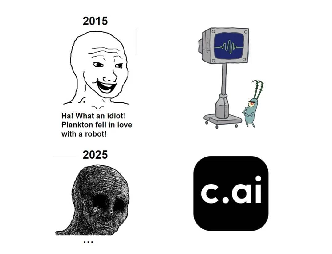 Meme perkembangan AI tahun 2025