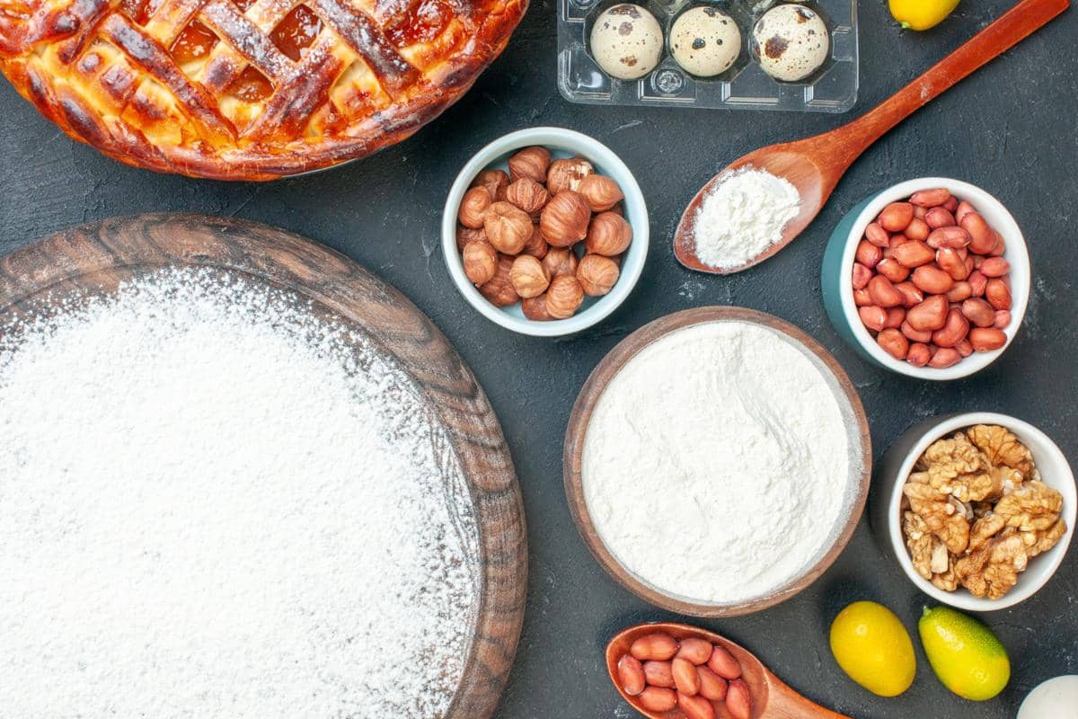 ilustrasi bahan-bahan untuk membuat kue kacang