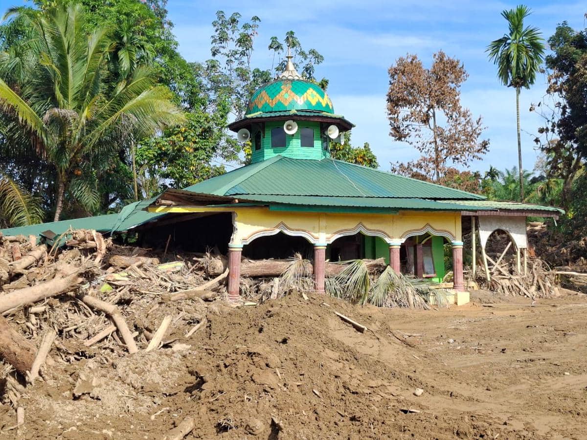 Kayu yang terbawa banjir di Kecamatan Garoga, Kabupaten Tapanuli Utara. (Dok. Kementerian Lingkungan Hidup)