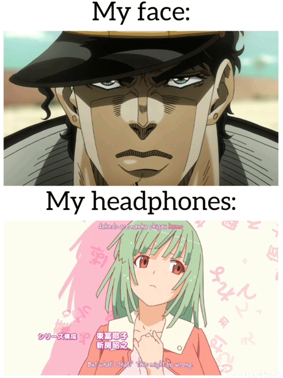 meme anime tentang dengar musik