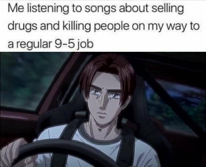 meme anime tentang dengar musik