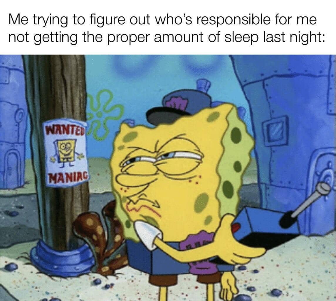 meme SpongeBob tentang bergadang