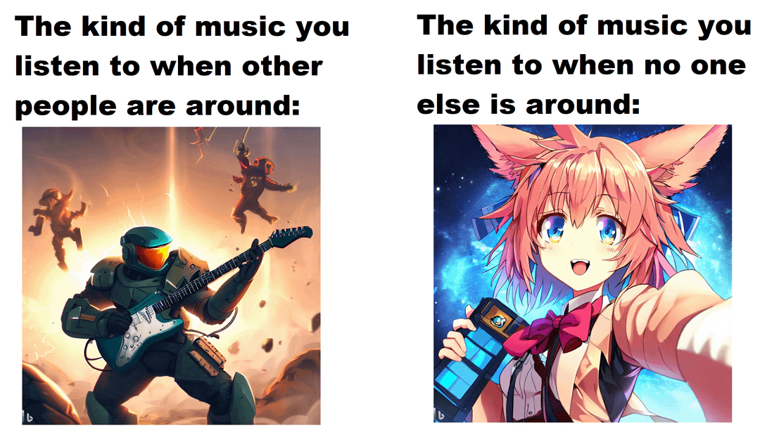 meme anime tentang dengar musik